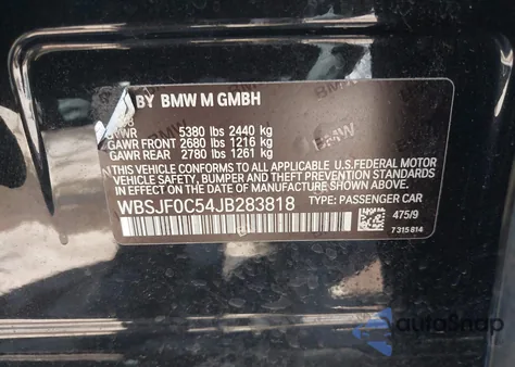 2018 BMW M5 z USA, uszkodzony, nr VIN WBSJF0C54JB283818